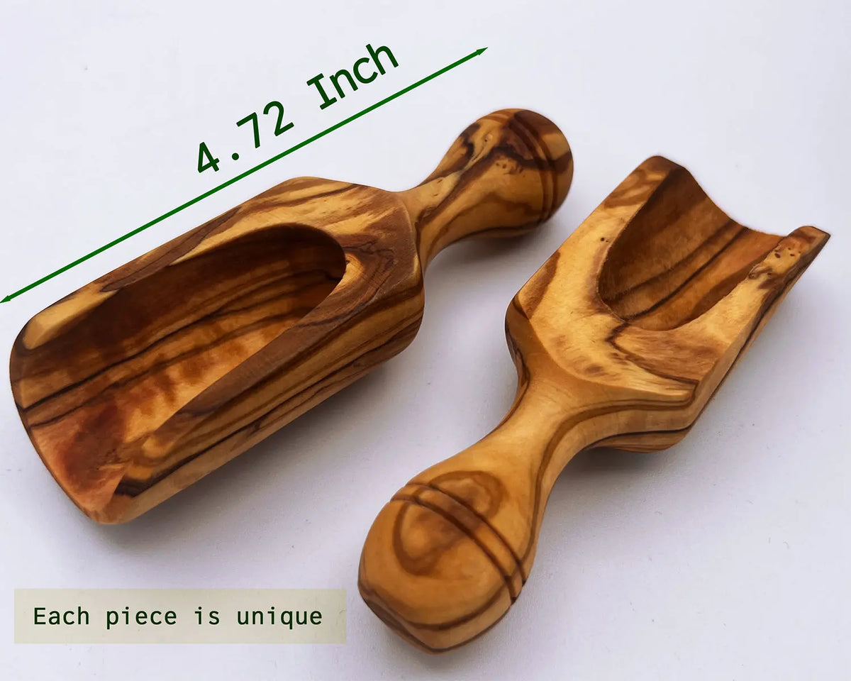Olive Wood Salt Measuring Spoon | Premium Olive Wood Spoon | Wooden Spice Coffee Salt Scoop | Vintage wooden salt scoop