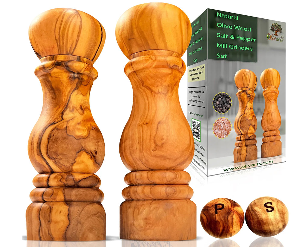 Salt And Pepper Grinder Set | Olive Wood Salt & Pepper Mill | Olivarts