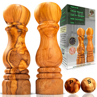 Olive Wood salt and pepper mill Grinder - Vintage wood Grinder set | Olivarts