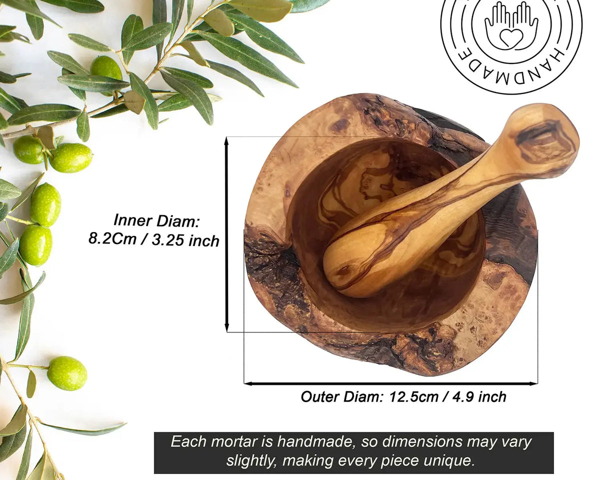 Rustic Olive Wood Mortar and Pestle for Spices | Olivarts