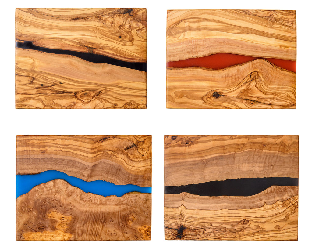 Personalized Olive Wood Cutting board - Engraving Olive wood Charcuterie Board - Handmade Epoxy wood board