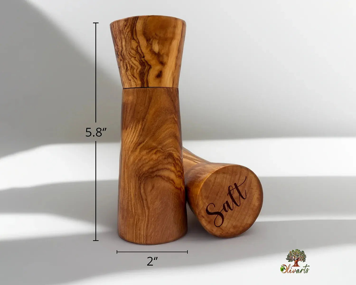 olive wood salt and pepper mill