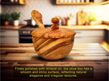 Salt Pepper Cellar | Olive Wood Cellar With Lid & Spoon | Olivarts
