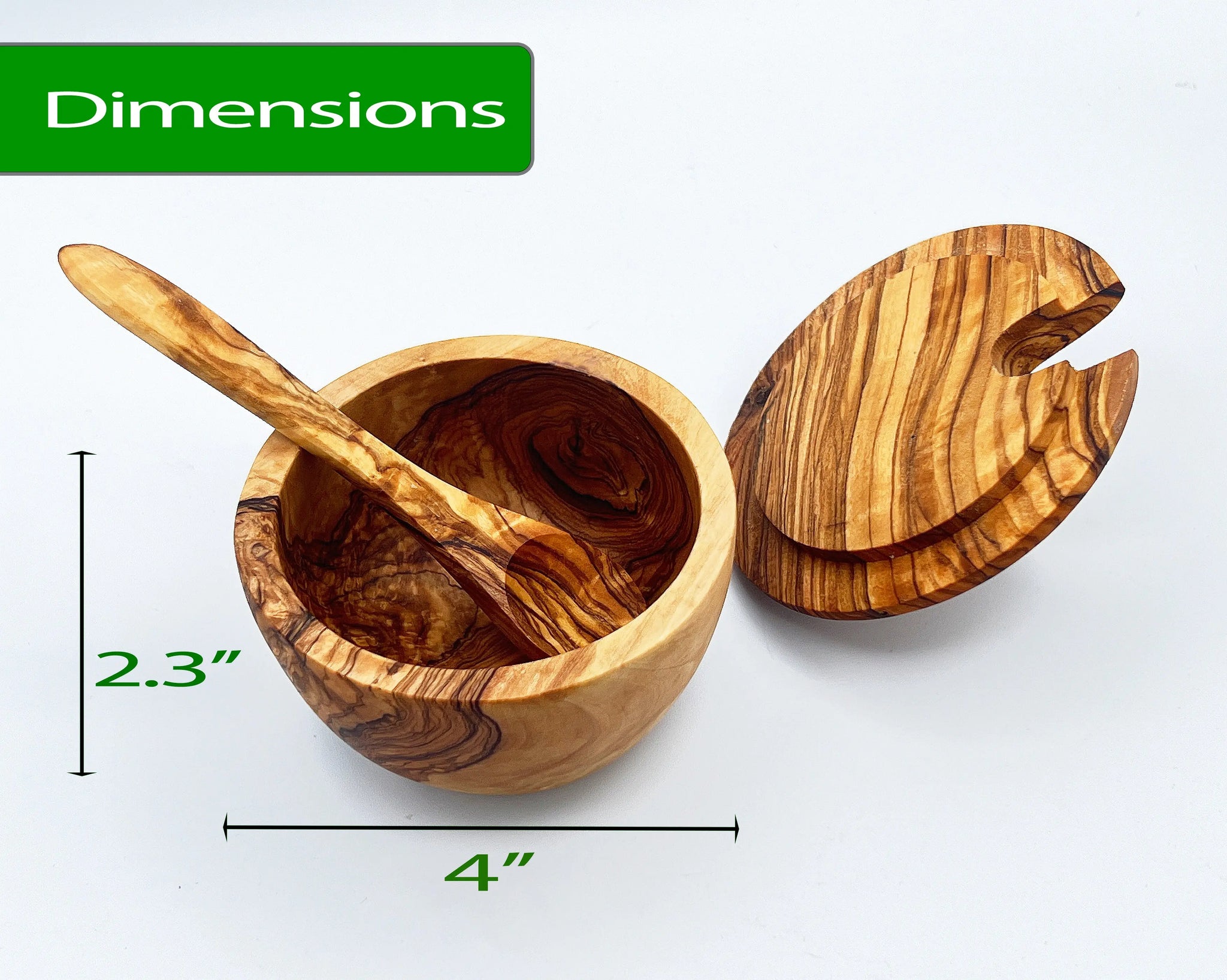 Olive Wood Spice Container - Salt Cellar with lid and Spoon - Vintage Wood Salt box Olivarts