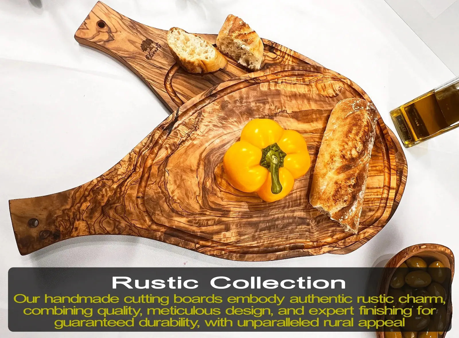 Handmade Olive Wood Cutting Board With Handle | Olive Wood charcuterie Board | Olivarts