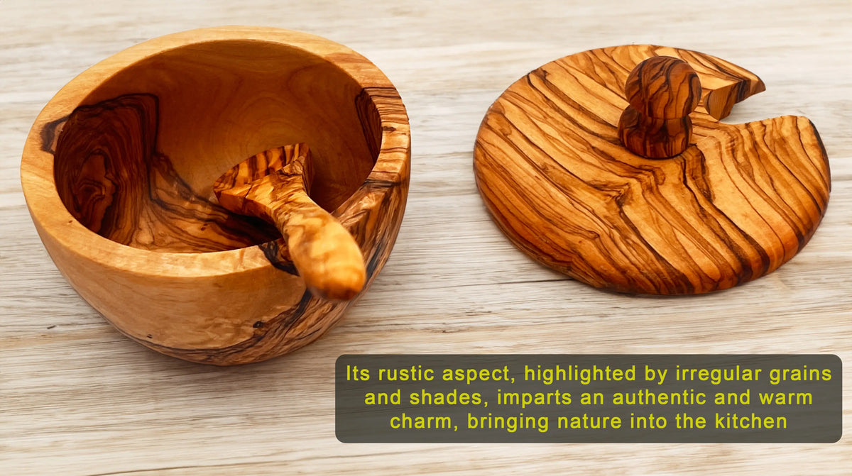 Salt Pepper Cellar | Olive Wood Cellar With Lid & Spoon | Olivarts