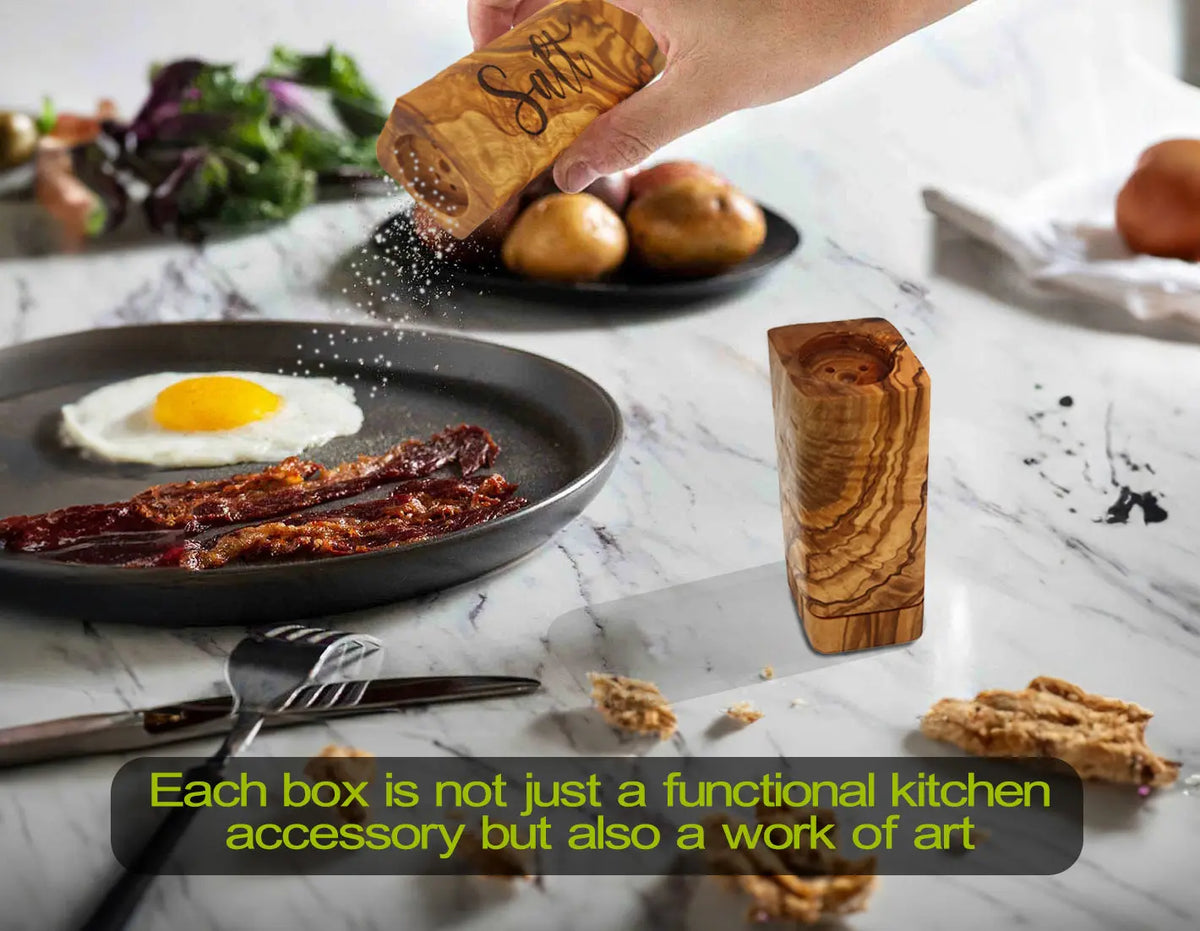 Salt Pepper Shakers | Olive Wood Salt and Pepper Shaker Set | Olivarts