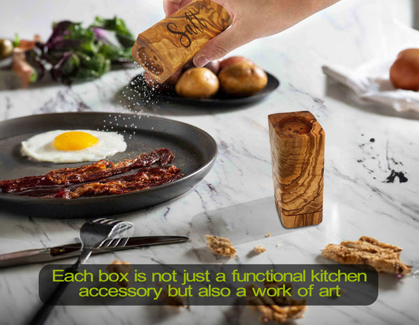 Salt Pepper Shakers | Olive Wood Salt and Pepper Shaker Set | Olivarts