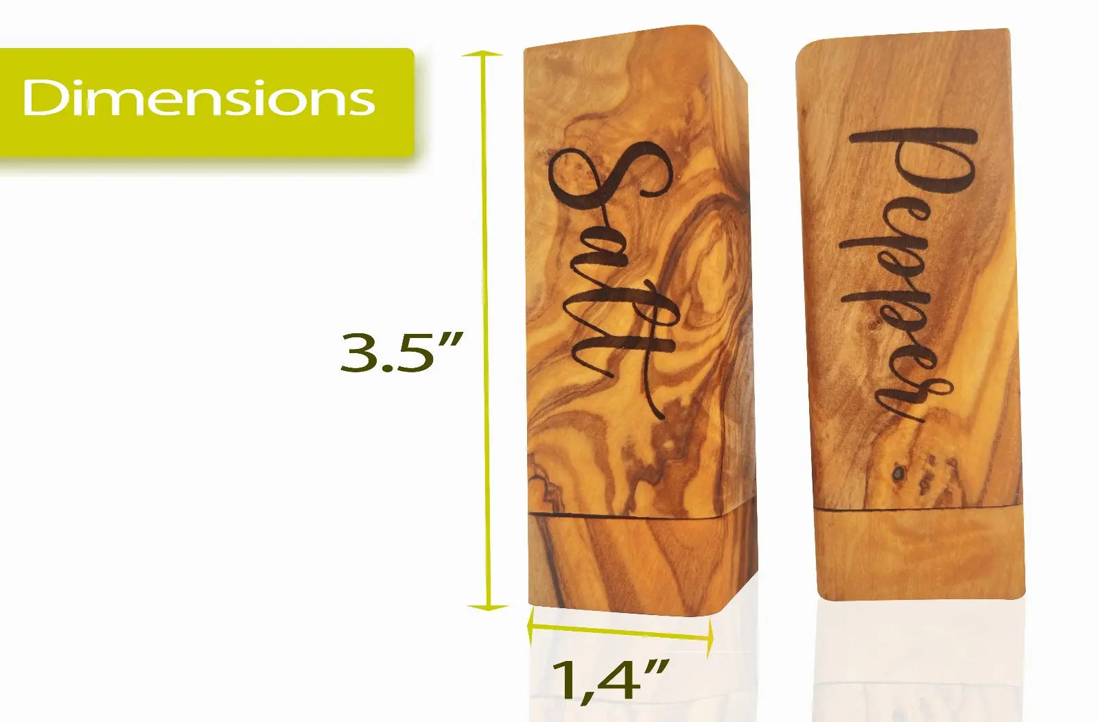 Salt Pepper Shakers | Olive Wood Salt and Pepper Shaker Set | 